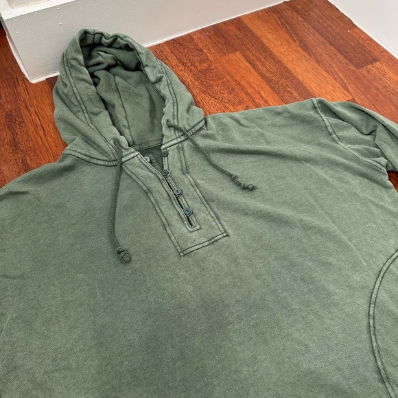 Aerie Beach Weekend Sage Green Half Button-Up oversized Hooded Sweater - Picture 7 of 14